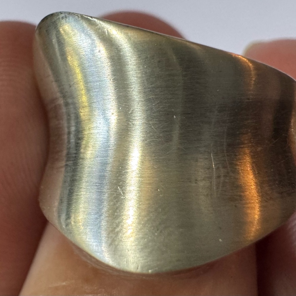 Sterling Silver 925 Wide Band Vintage Concave Modern Statement Ring